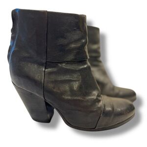 RAG & BONE Leather Moto Boot Newbury Bootie Black Size 37